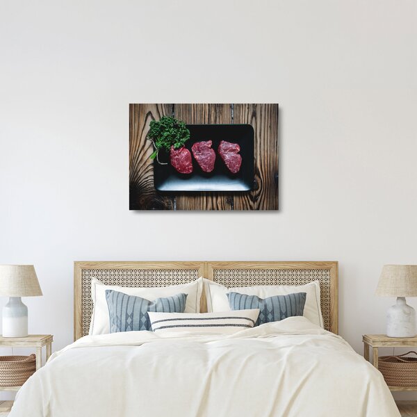Tablou pe sticlă cu carne pe farfurie (70x50 cm)