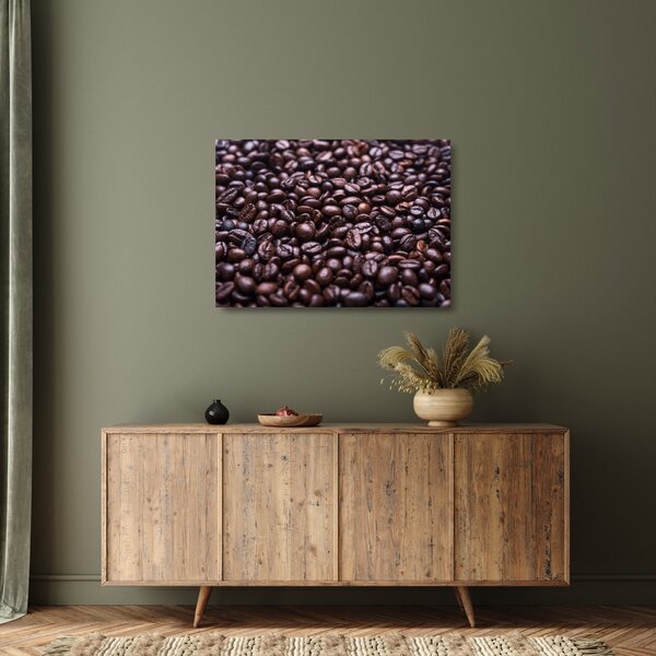 Tablou pe sticlă cu boabe de cafea (70x50 cm)