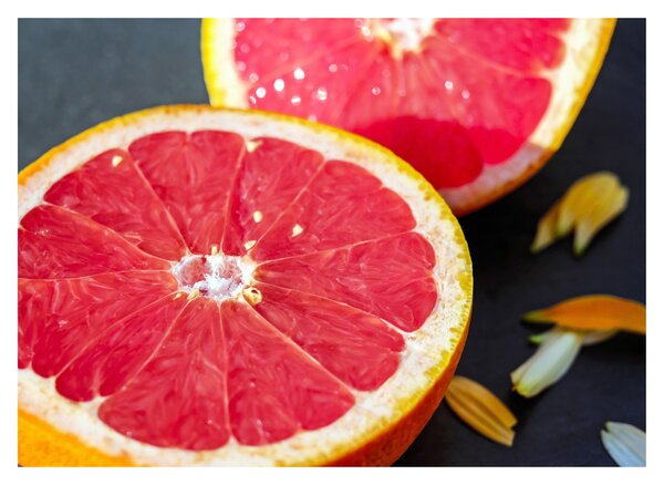 Tablou pe sticlă cu grapefruit tăiat (70x50 cm)