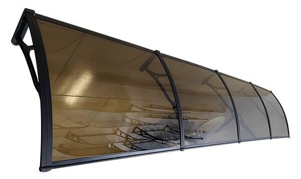 Copertină PRO 400x80 cm din aluminiu și plexiglas – Negru/Bronz