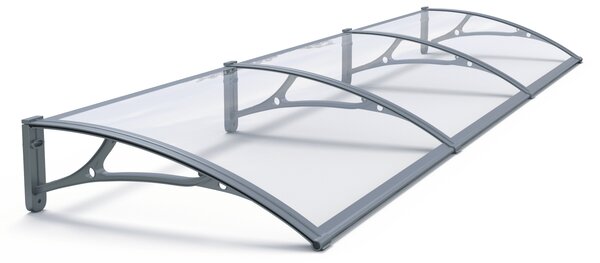 Copertină PRO 240x150 cm din aluminiu și plexiglas – Gri/Transparent