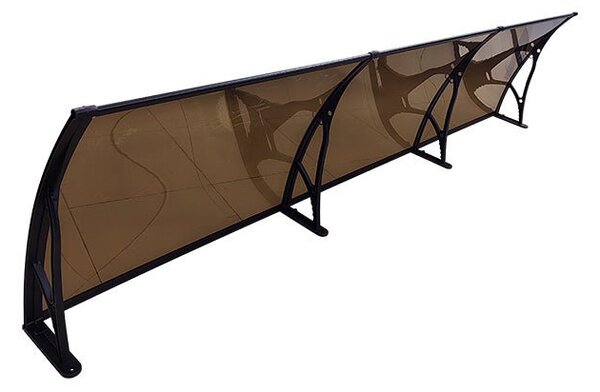 Copertină PRO 360x80 cm din aluminiu și plexiglas – Negru/Bronz