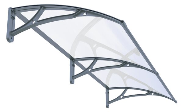 Copertină PRO 150x120 cm din aluminiu și plexiglas – Gri/Transparent