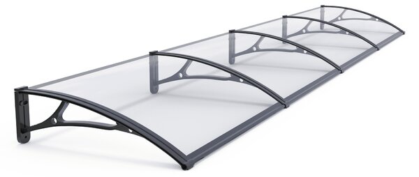 Copertină PRO 400x80 cm din aluminiu și plexiglas – Negru/Transparent