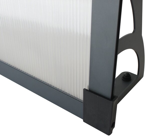 Copertină MAX PRO 120x80 cm din oțel, aluminiu și policarbonat – Negru/Transparent