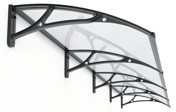 Copertină PRO 400x80 cm din aluminiu și plexiglas – Negru/Transparent