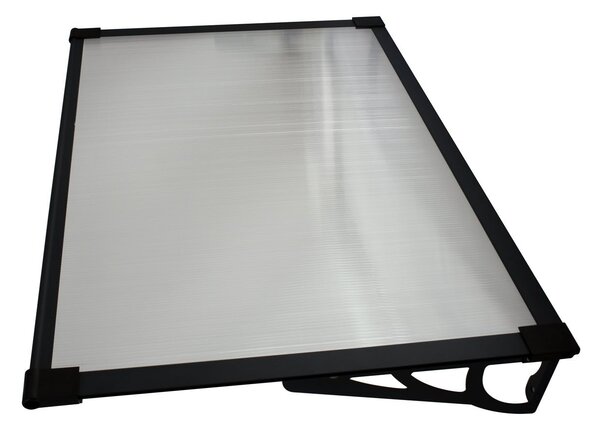 Copertină MAX PRO 120x80 cm din oțel, aluminiu și policarbonat – Negru/Transparent
