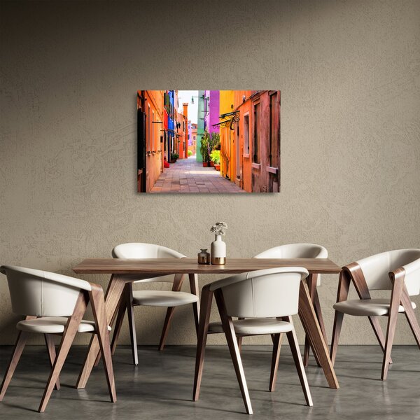 Tablou pe sticlă cu străduță colorata italiană (70x50 cm)