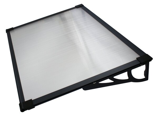 Copertină MAX PRO 120x80 cm din oțel, aluminiu și policarbonat – Negru/Transparent