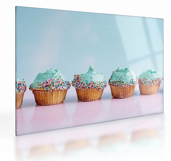 Tablou pe sticlă cu cupcakes (70x50 cm)