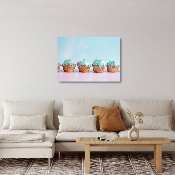 Tablou pe sticlă cu cupcakes (70x50 cm)