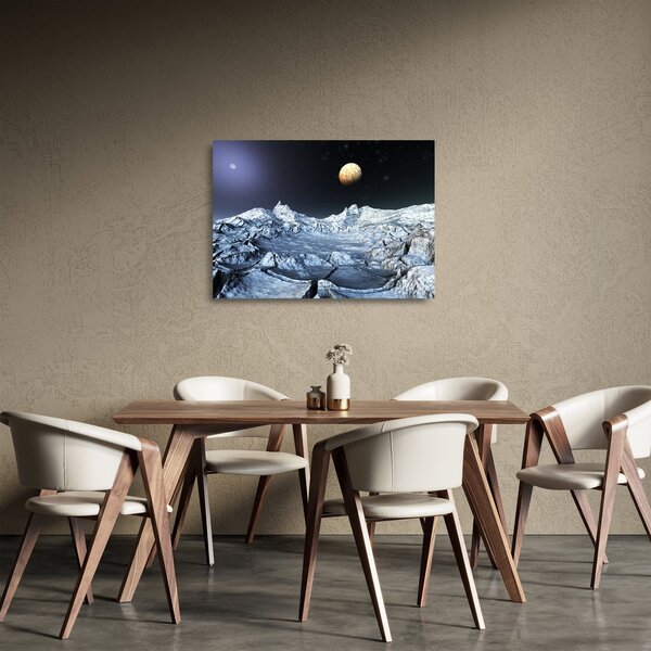 Tablou pe sticlă cu sat (70x50 cm)