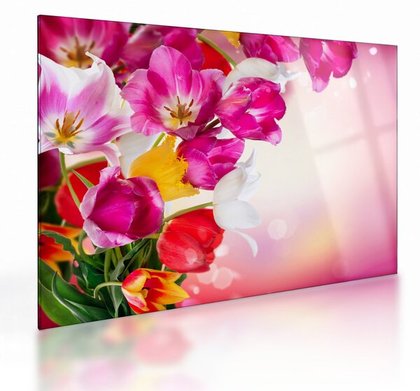 Tablou pe sticlă cu lalele (70x50 cm)
