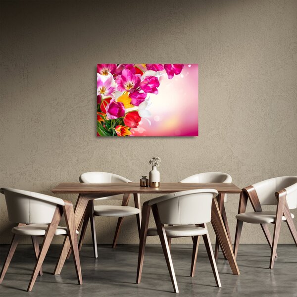 Tablou pe sticlă cu lalele (70x50 cm)
