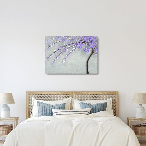Tablou pe sticlă - ploaie violetă (70x50 cm)