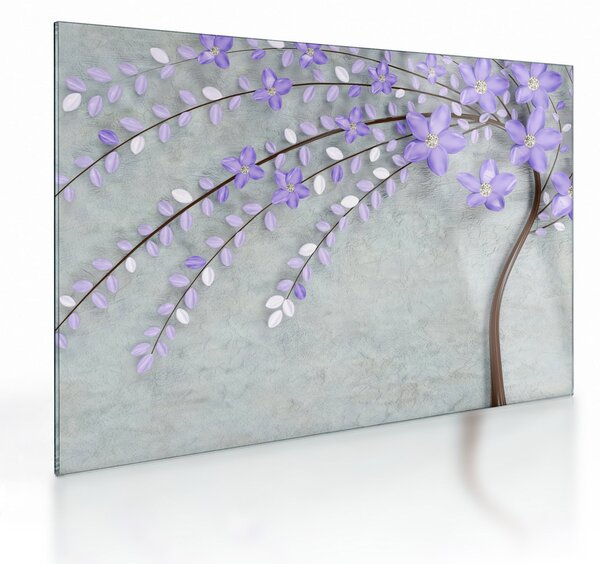 Tablou pe sticlă - ploaie violetă (70x50 cm)