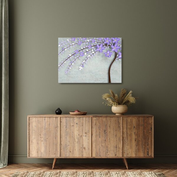 Tablou pe sticlă - ploaie violetă (70x50 cm)