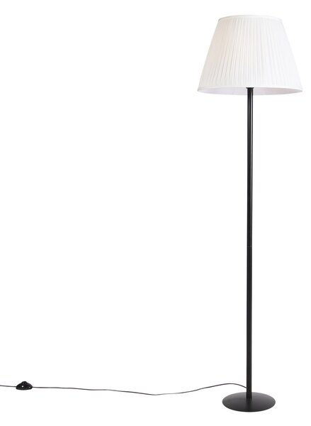 Lampa de podea moderna neagra cu abajur plisat alb 45 cm - Simplo