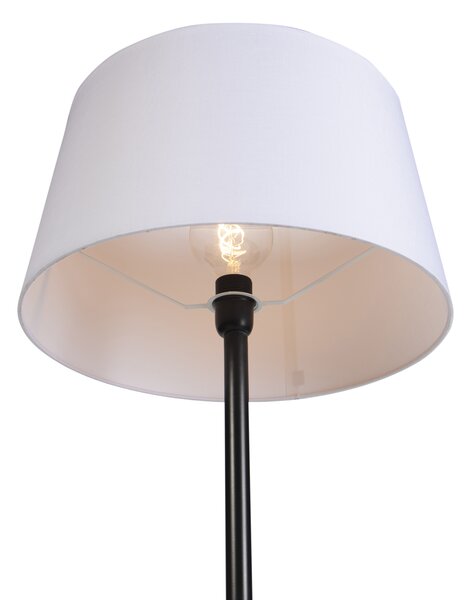 Lampă de podea neagră cu abajur din in alb 45 cm - Simplo