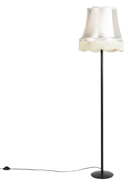 Lampă de podea retro neagră cu abajur crem de tip granny 45 cm - Simplo