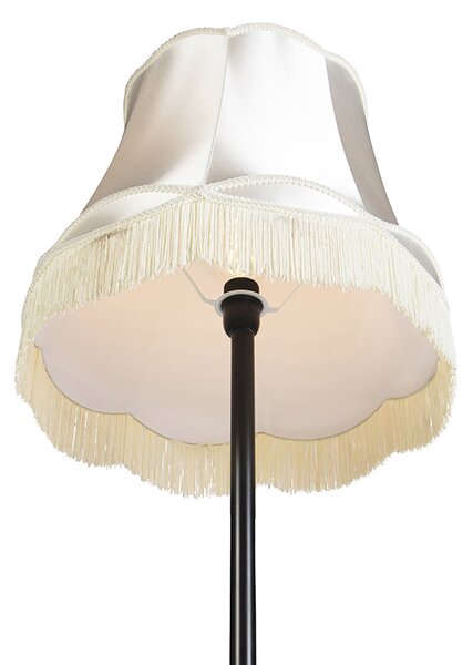 Lampă de podea retro neagră cu abajur crem de tip granny 45 cm - Simplo