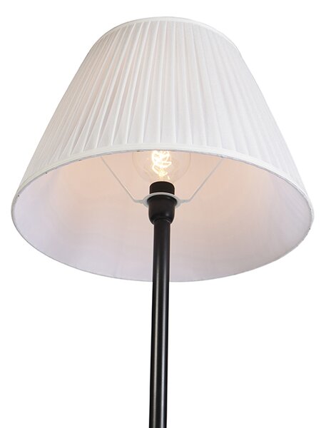 Lampa de podea moderna neagra cu abajur plisat alb 45 cm - Simplo