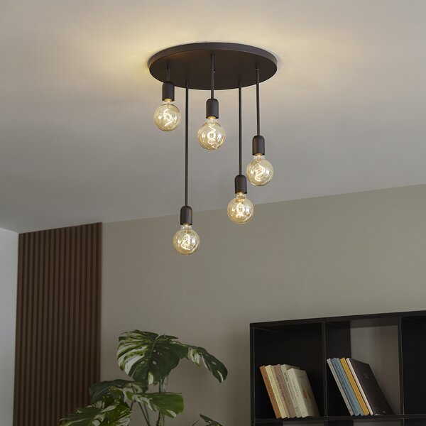 Plafoniera moderna neagra cu 5 lumini - Facil