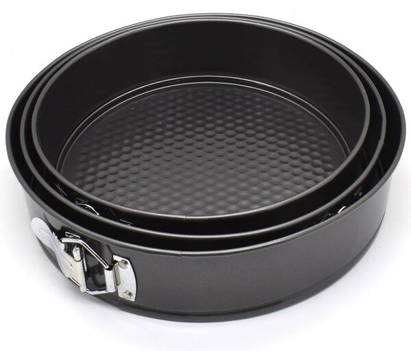 Set 3 tavi metalice rotunde Pufo Cookie pentru copt prajituri, cu baza detasabila
