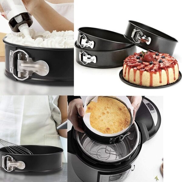 Set 3 tavi metalice rotunde Pufo Cookie pentru copt prajituri, cu baza detasabila
