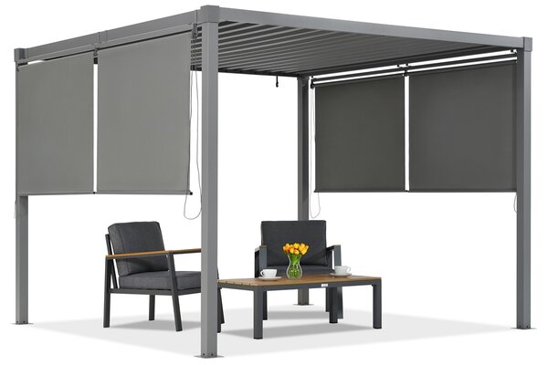Garden Point antracit Madera 3x4m pergola terasă cu 4m laterale jaluzele