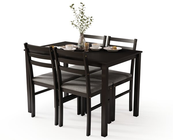 MAZZONI EXPORT Set TORINO masă + 4 scaune Negru/Gri deschis (material Sawana 21) - SET DE LEMN PENTRU BUCĂTĂRIE/SUFRAGERIE