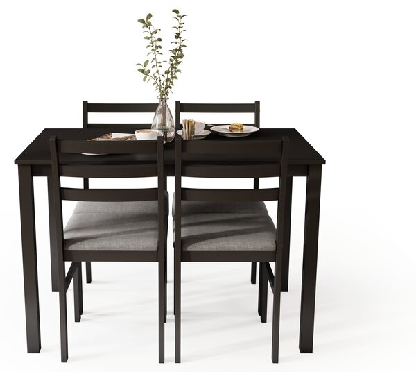 MAZZONI EXPORT Set TORINO masă + 4 scaune Negru/Gri deschis (material Sawana 21) - SET DE LEMN PENTRU BUCĂTĂRIE/SUFRAGERIE