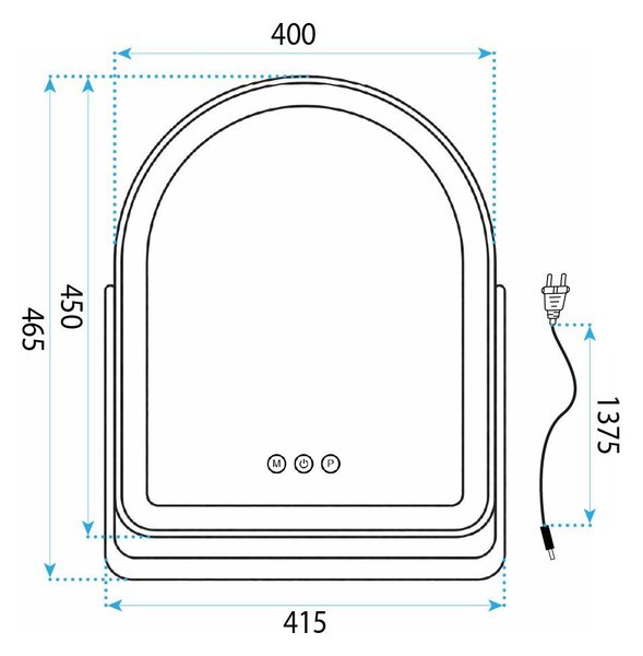 Oglindă LED GLAM L.Gold 40x45cm