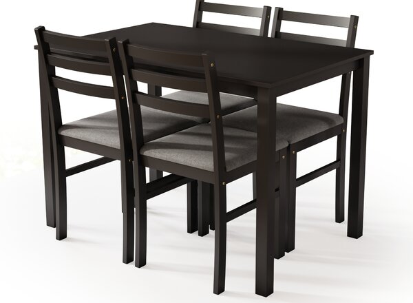MAZZONI EXPORT Set TORINO masă + 4 scaune Negru/Gri deschis (material Sawana 21) - SET DE LEMN PENTRU BUCĂTĂRIE/SUFRAGERIE