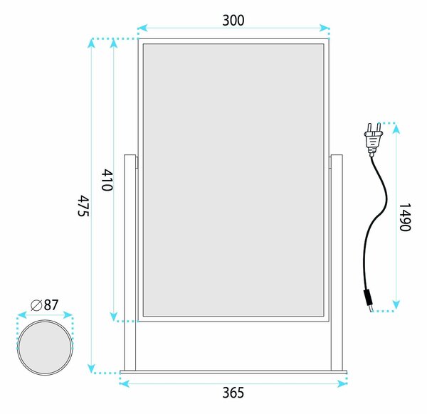 Oglindă LED LUMI White 30x40cm