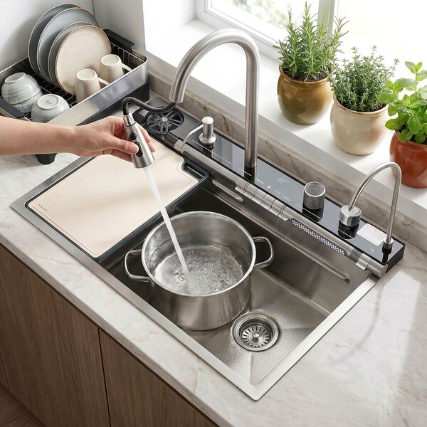 Rea, Chiuvetă multifuncțională din oțel 10 în 1 REA Alonzo Brush Nickel, ZLE-06420