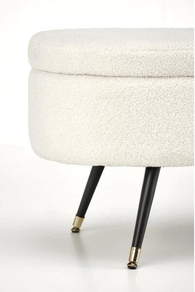 Bancheta pentru hol AVEIRO, stofa buclata crem, 120x46x40 cm
