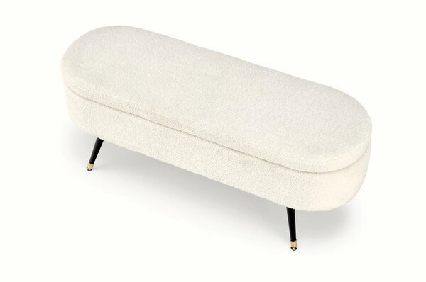 Bancheta pentru hol AVEIRO, stofa buclata crem, 120x46x40 cm