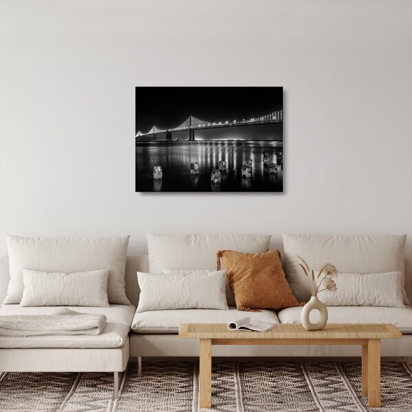 Tablou pe sticlă - pod albnegru (70x50 cm)