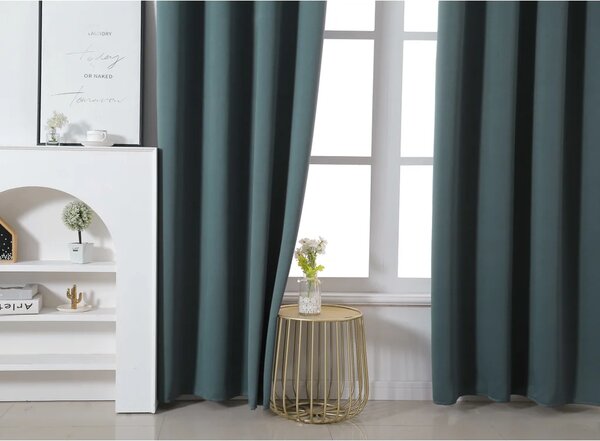 2x Perdea verde-albastru OXFORD 140x250 cm cu banda pentru incretituri