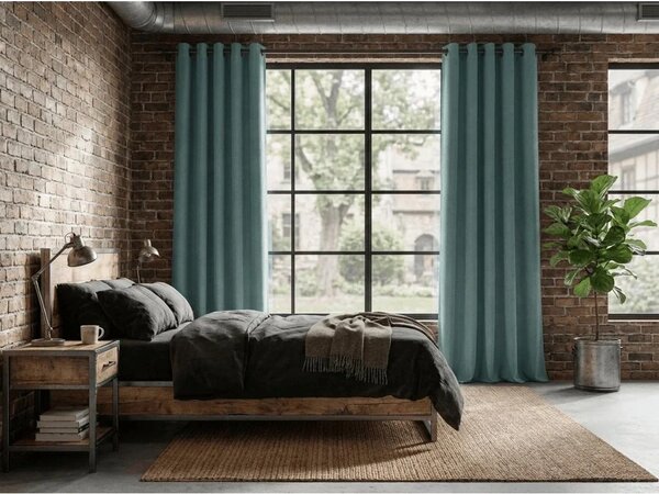 2x Draperie albastru-verde DREAM VELVET 140x250 cm cu inel metalic