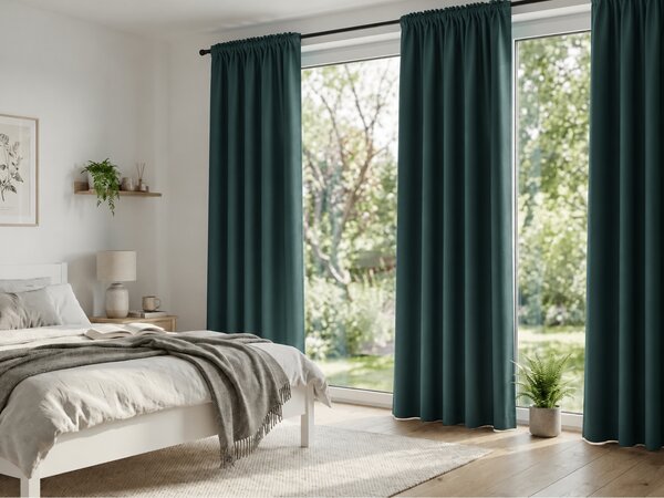 2x Perdea verde-albastru OXFORD 140x250 cm cu banda pentru incretituri