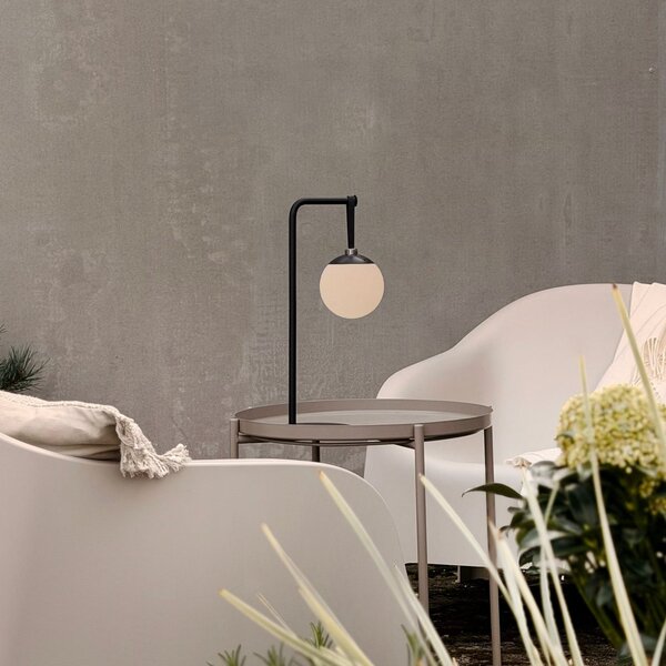 Dyberg Larsen Lampa decorativă cu LED și baterie Odin, negru/alb, IP44, reglabil, Alb, Plastic, Modern