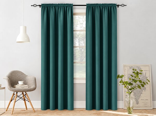 2x Perdea verde-albastru OXFORD 140x250 cm cu banda pentru incretituri