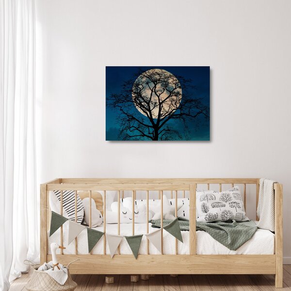 Tablou pe sticlă copacului cu lună plină (70x50 cm)