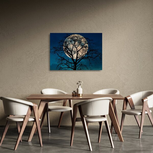 Tablou pe sticlă copacului cu lună plină (70x50 cm)