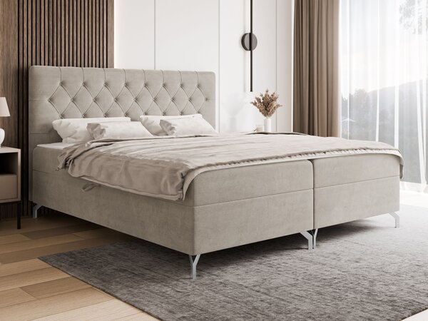 Pat boxspring FocusBoxspring, Dublu, Maro deschis, 160x200, Tapiterie, Somiera patSomiera pat, 17x21x12cm