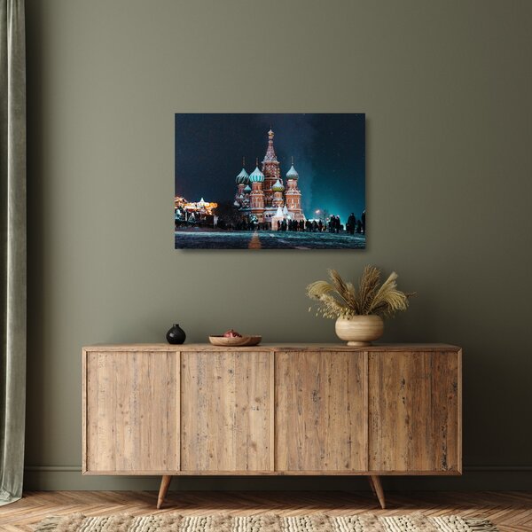 Tablou pe sticlă construcției din Rusia (70x50 cm)