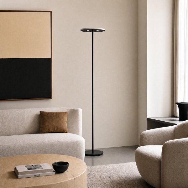 Lucande Lampadar LED Raymond, culoare titan, CCT, dimabil, reglabil, Metalic, Camera de zi / sufragerie, Metal, Modern