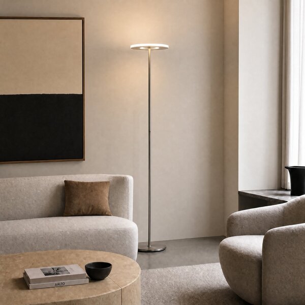 Lucande Lampadar LED Raymond, culoare titan, CCT, dimabil, reglabil, Metalic, Camera de zi / sufragerie, Metal, Modern